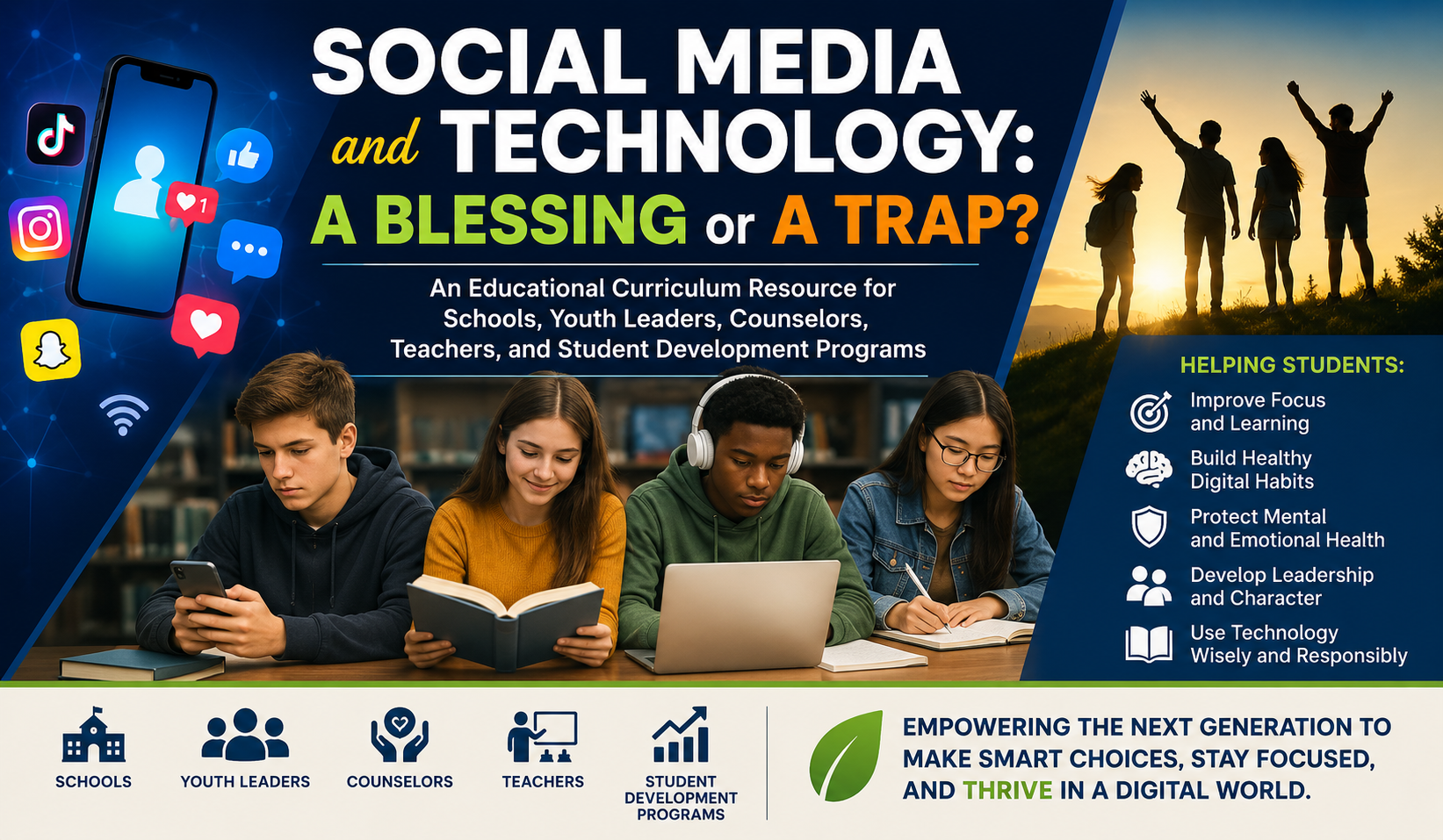 Social Media and Technology: A Blessing or a Trap? An Educational Resource for Schools, Youth Leaders, Counselors, Teachers, and Student Development Program